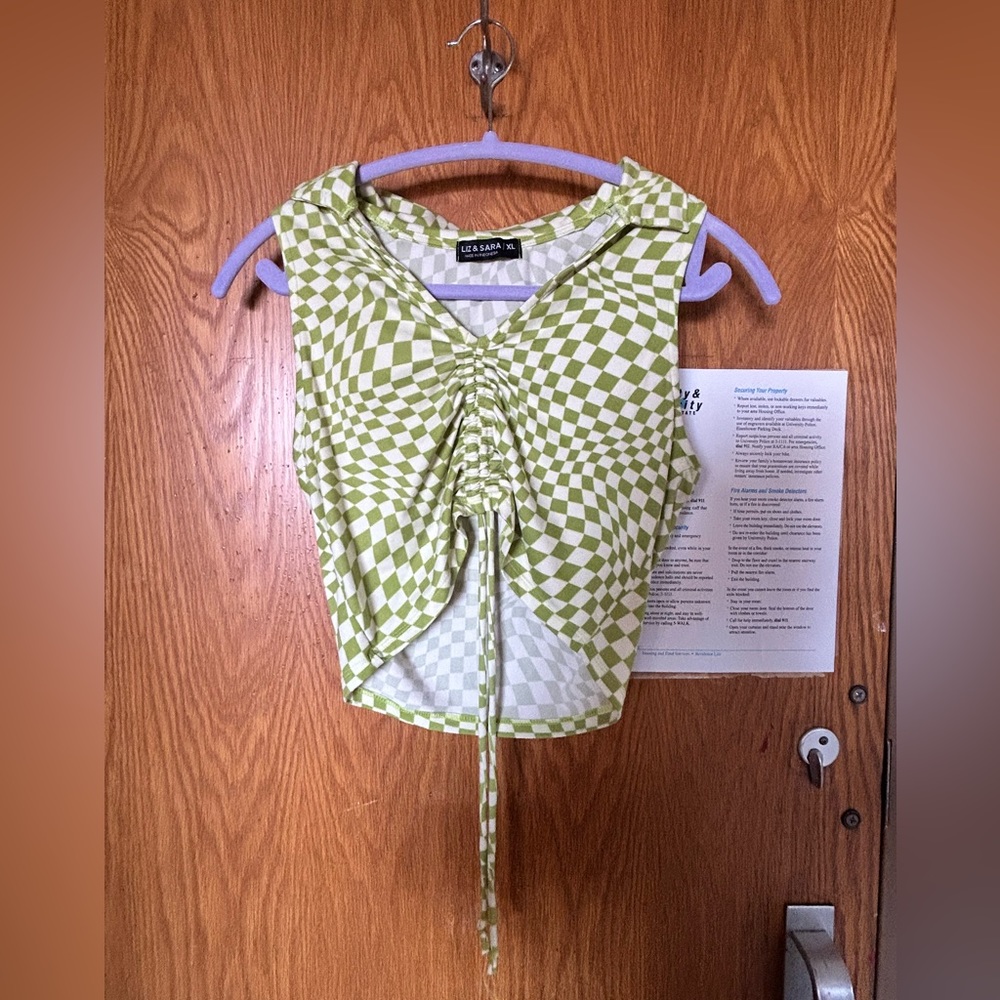 Checkered liz & sarah crop top